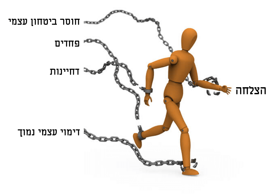 הצלחה כתוצאה משחרור תקיעות של חוסר ביטחון עצמי, פחדים, דחיינות, דימוי עצמי נמוך הצלחה כתוצאה משחרור תקיעות של חוסר ביטחון עצמי, פחדים, דחיינות, דימוי עצמי נמוך